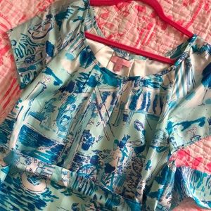 Lilly Pulitzer Fresh Catch Toile silk blouse